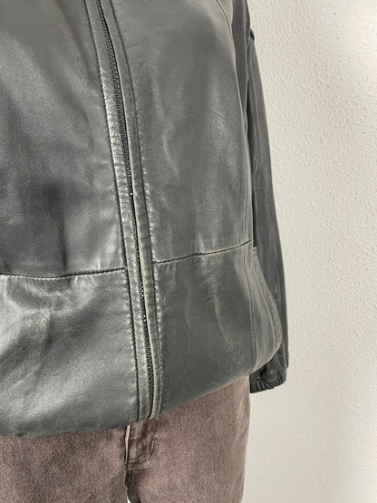 Vintage 90s grey leather bomber jacket
