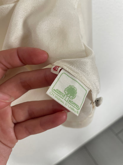 Vintage Ivory Silk Bow Blouse – Size S