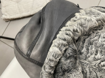 Vintage ’90s reversible genuine leather & curly shearling coat.