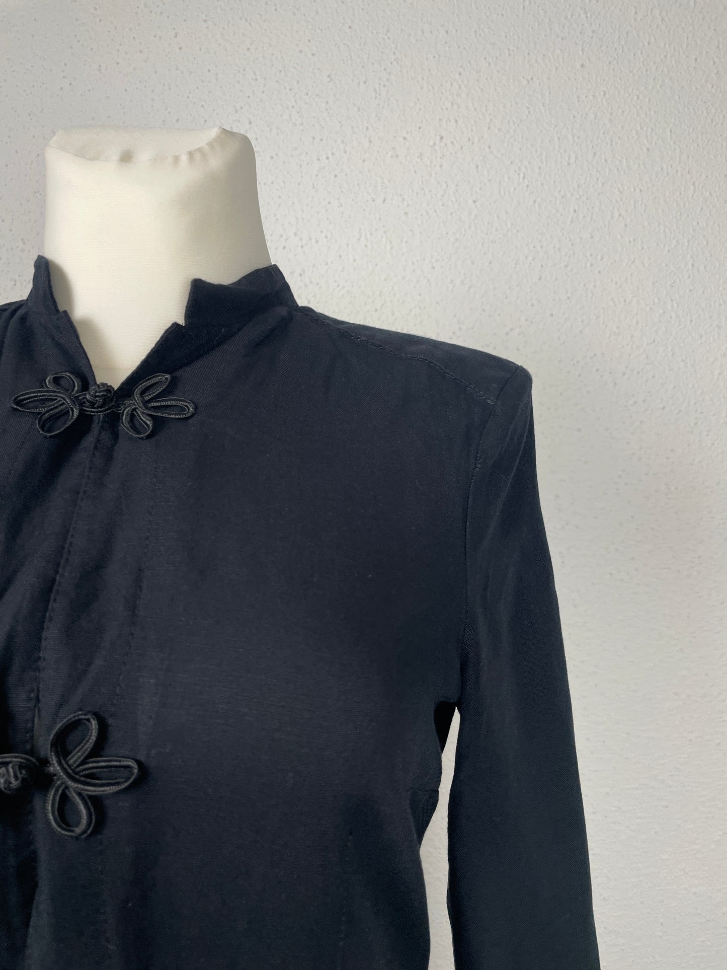 Vintage Apart Impressions Longline Black Jacket with Frog Closures – Size L