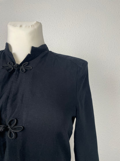 Vintage Apart Impressions Longline Black Jacket with Frog Closures – Size L