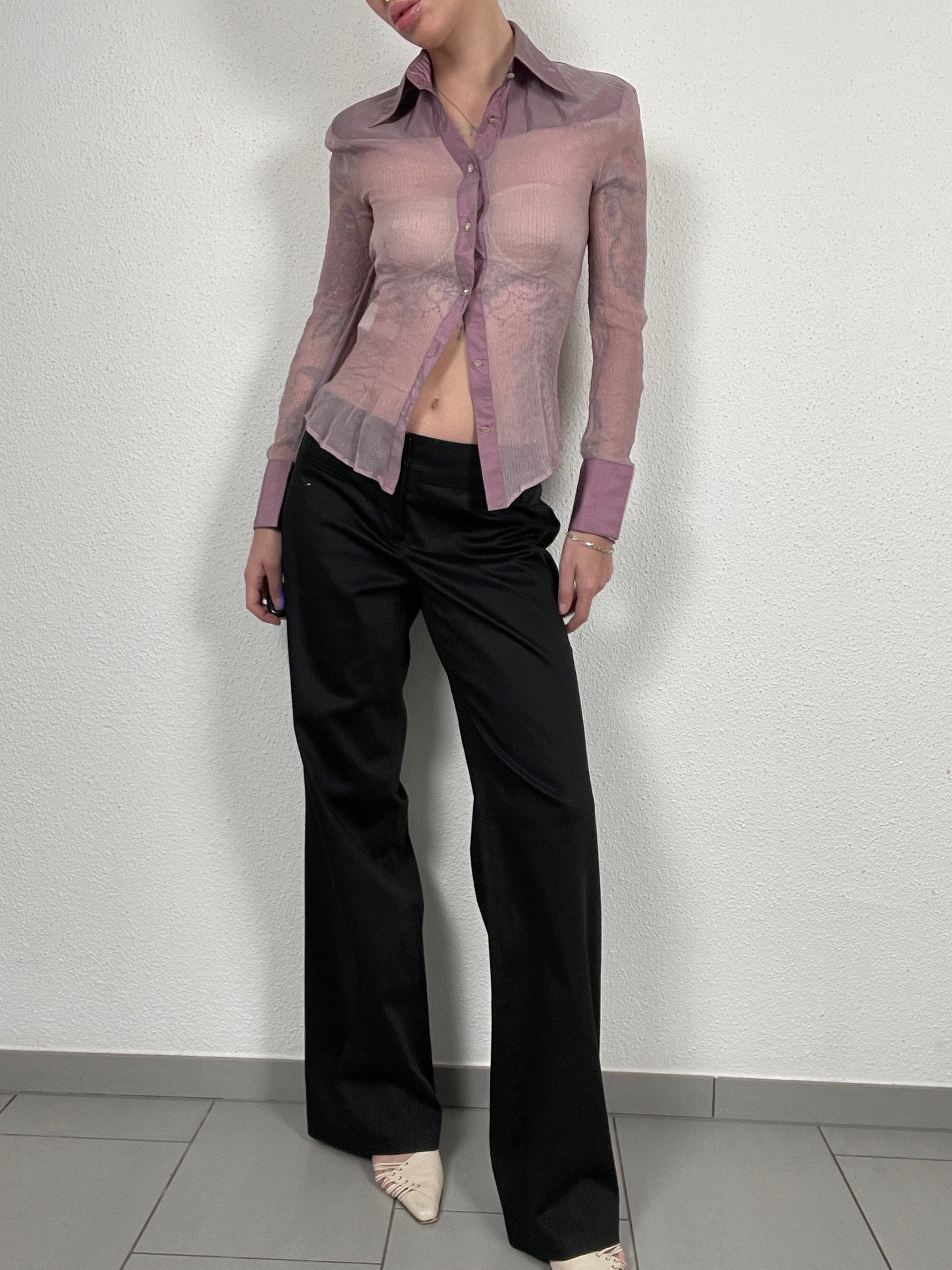 Vintage Black Wide-Leg Pants – Size L/XL