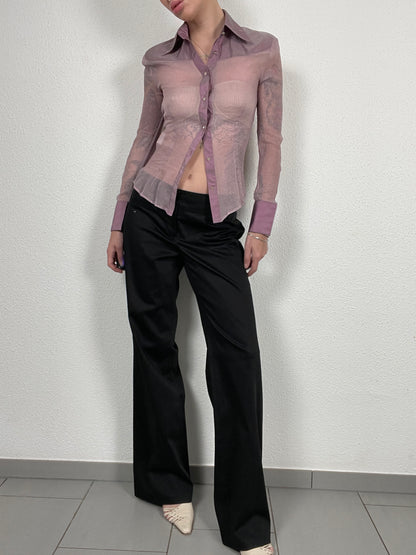 Vintage Black Wide-Leg Pants – Size L/XL