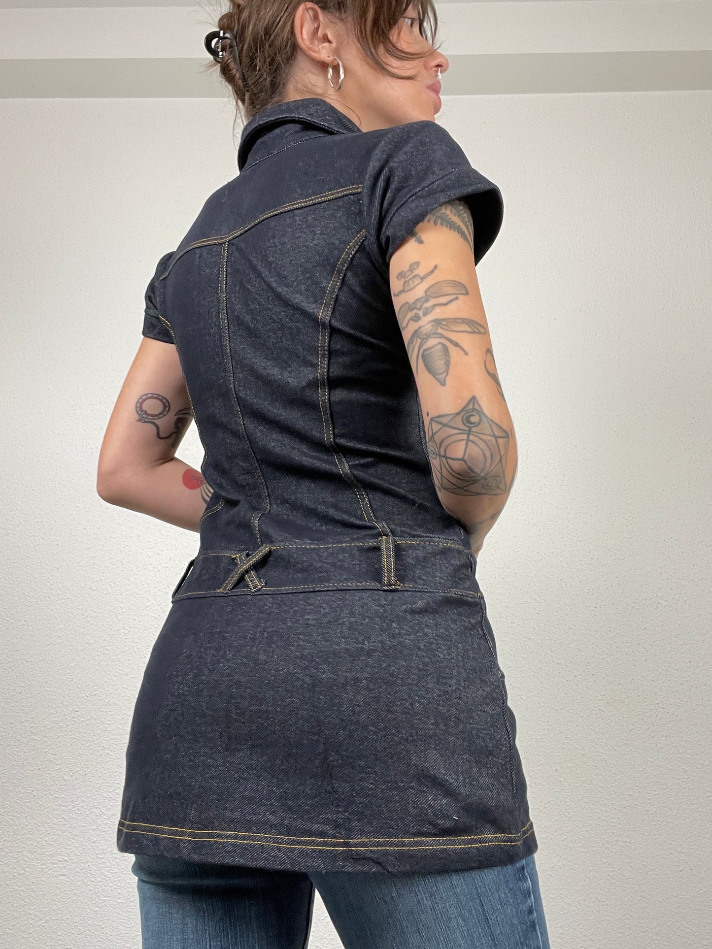 Vintage Y2K tunic top denim imitation