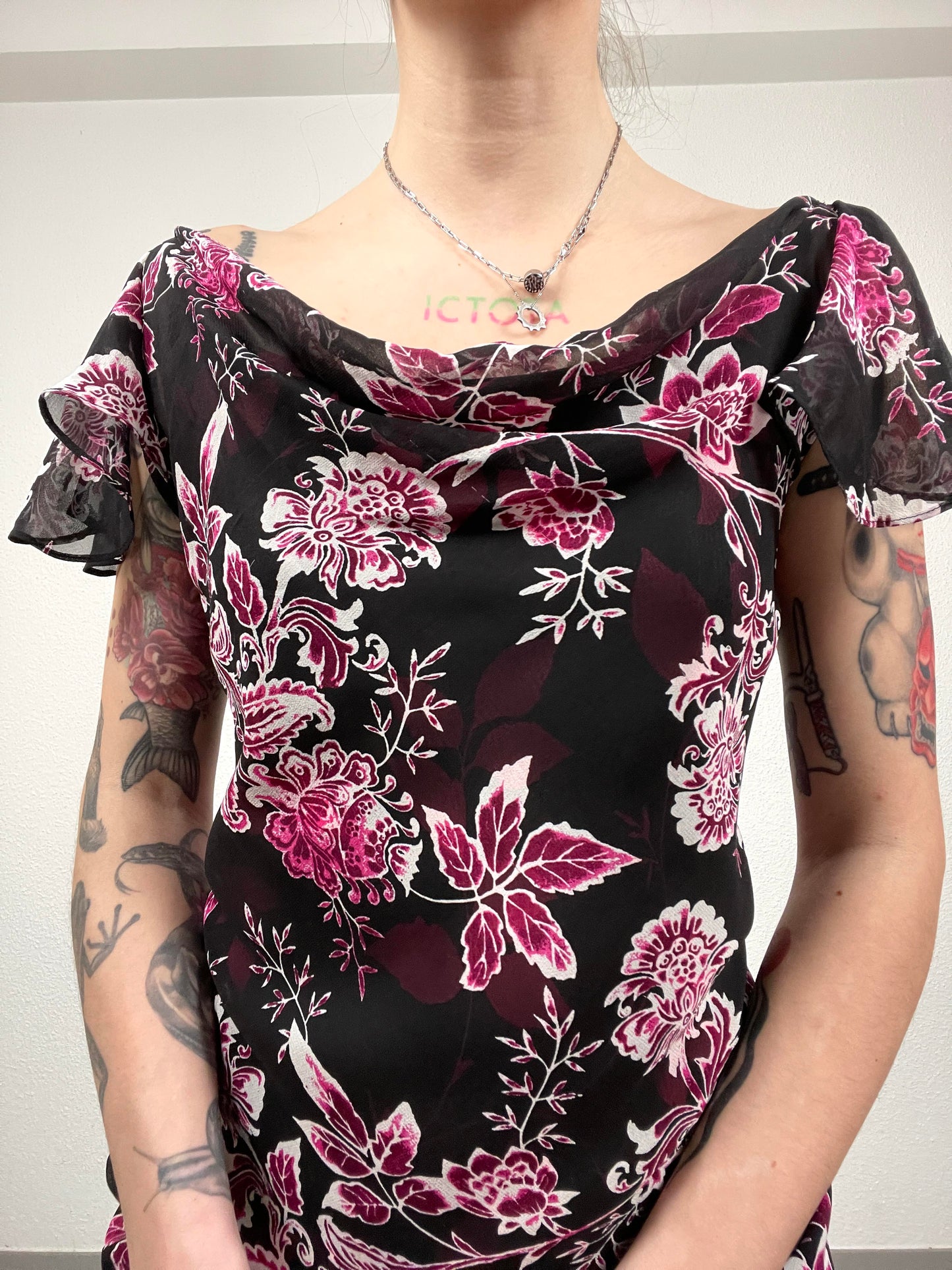 Vintage Floral Silk Dress by CC