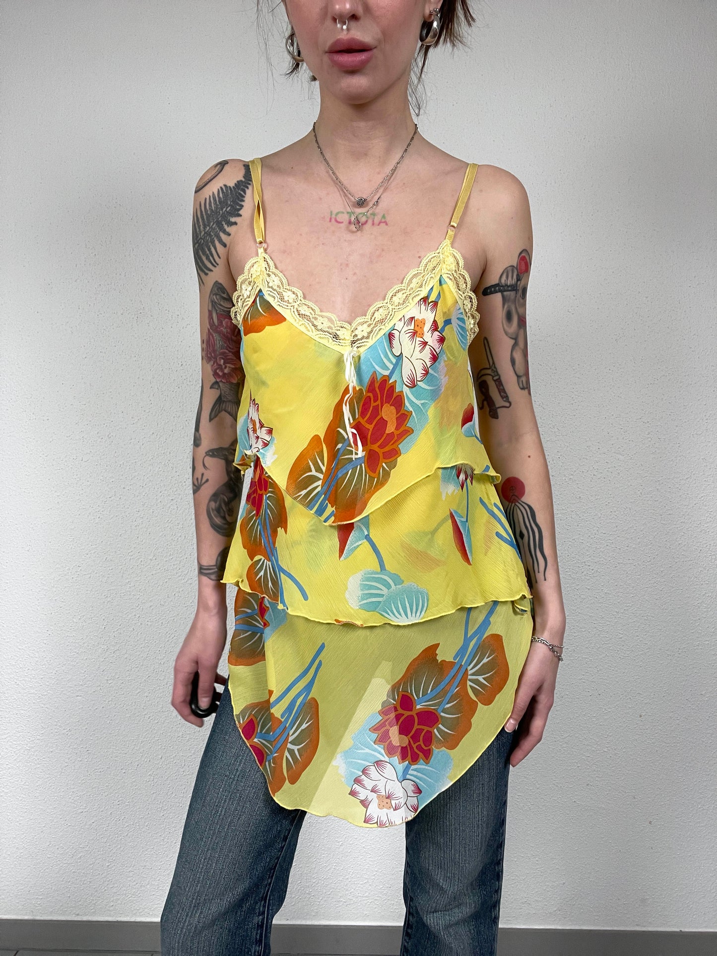 Vintage Y2K Floral Layered Top