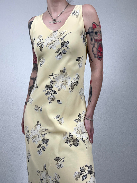 Karida Vintage yellow Floral Dress