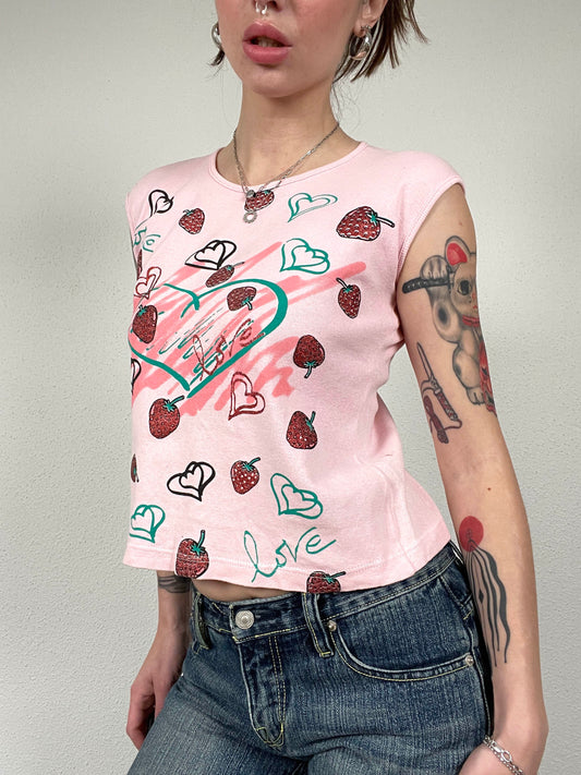 Vintage Y2K Strawberry Print baby t-shirt