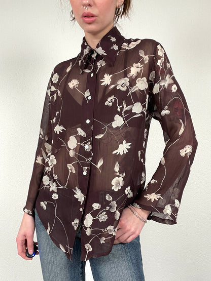 Vintage Floral Sheer Blouse
