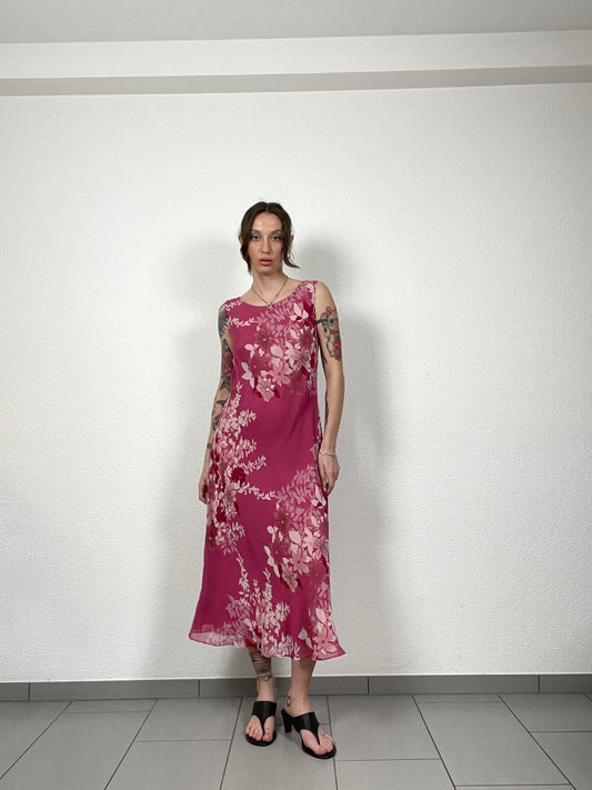 Vintage Floral Silk Dress