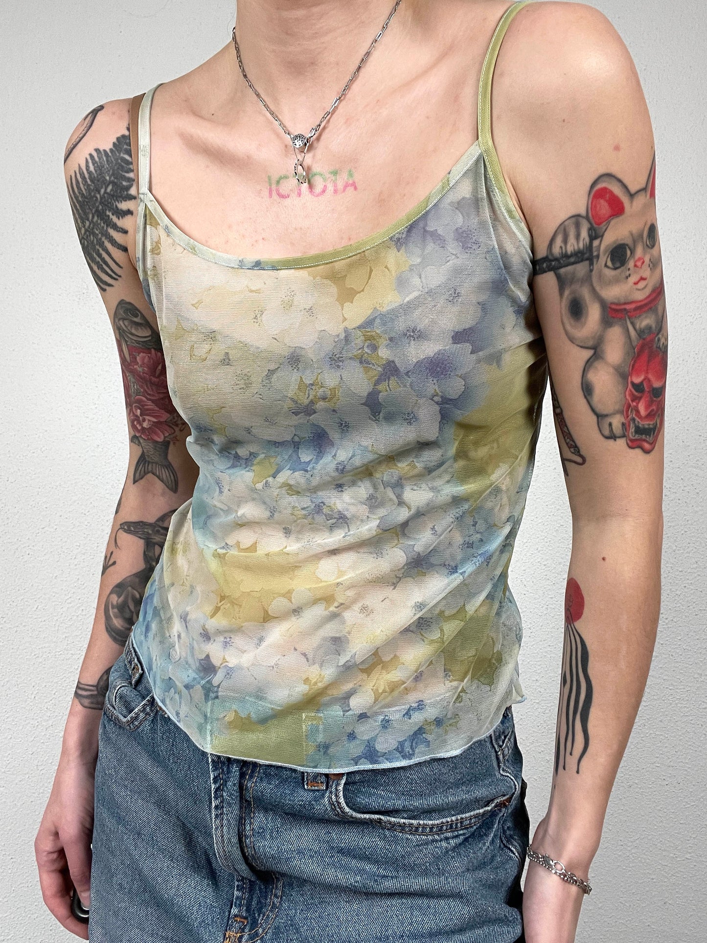 Yamamay Floral Mesh tank Top