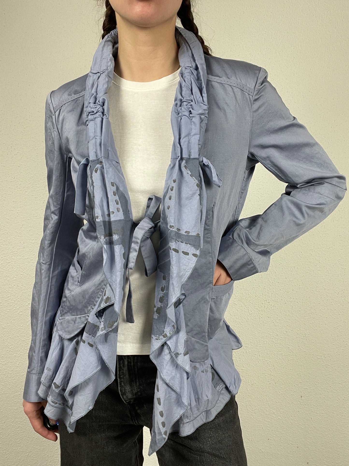 Y2K Marithé + François Girbaud ruffled jacket (Made in Italy, size L)