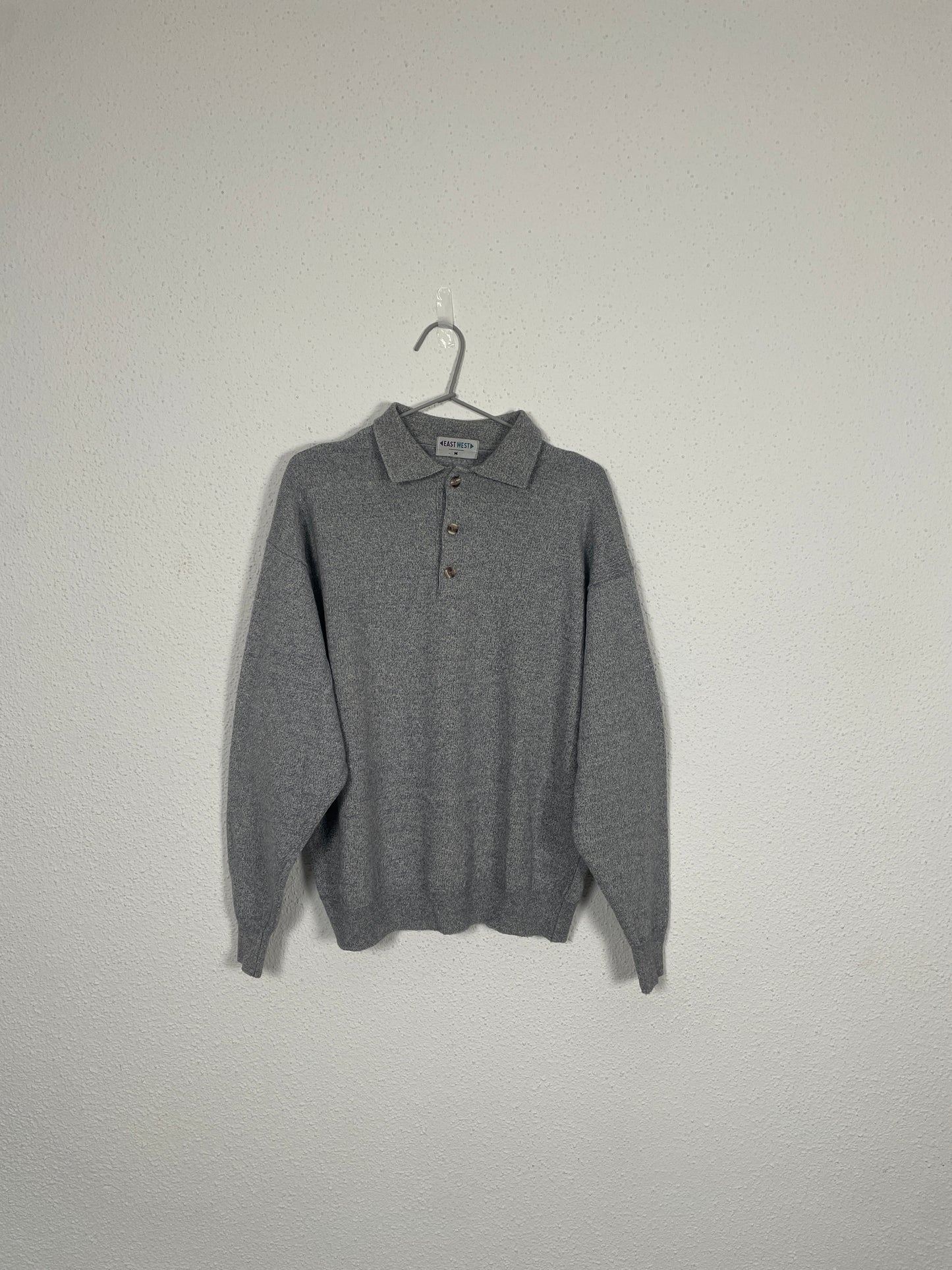 East West Grey Knit Polo Sweater – Size M