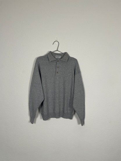 East West Grey Knit Polo Sweater – Size M