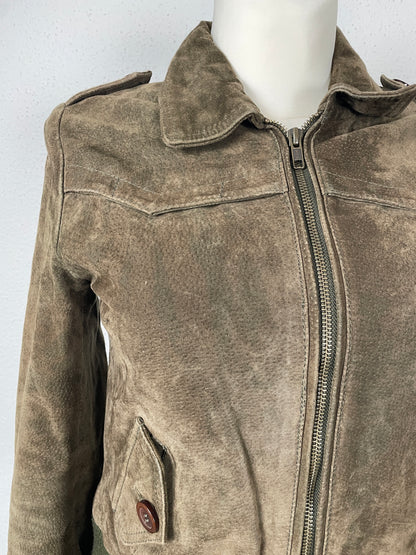 Vintage Y2K 2000s suede khaki jacket