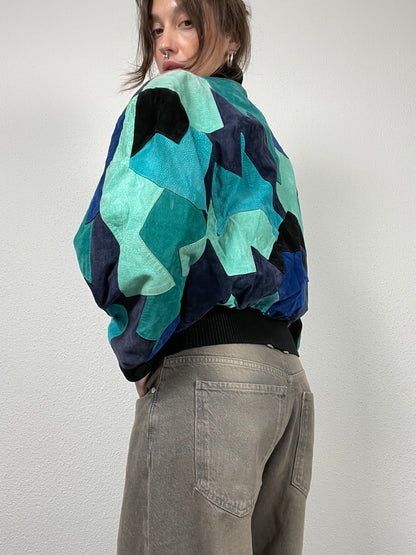 Vintage 80s suede patchwork jacket