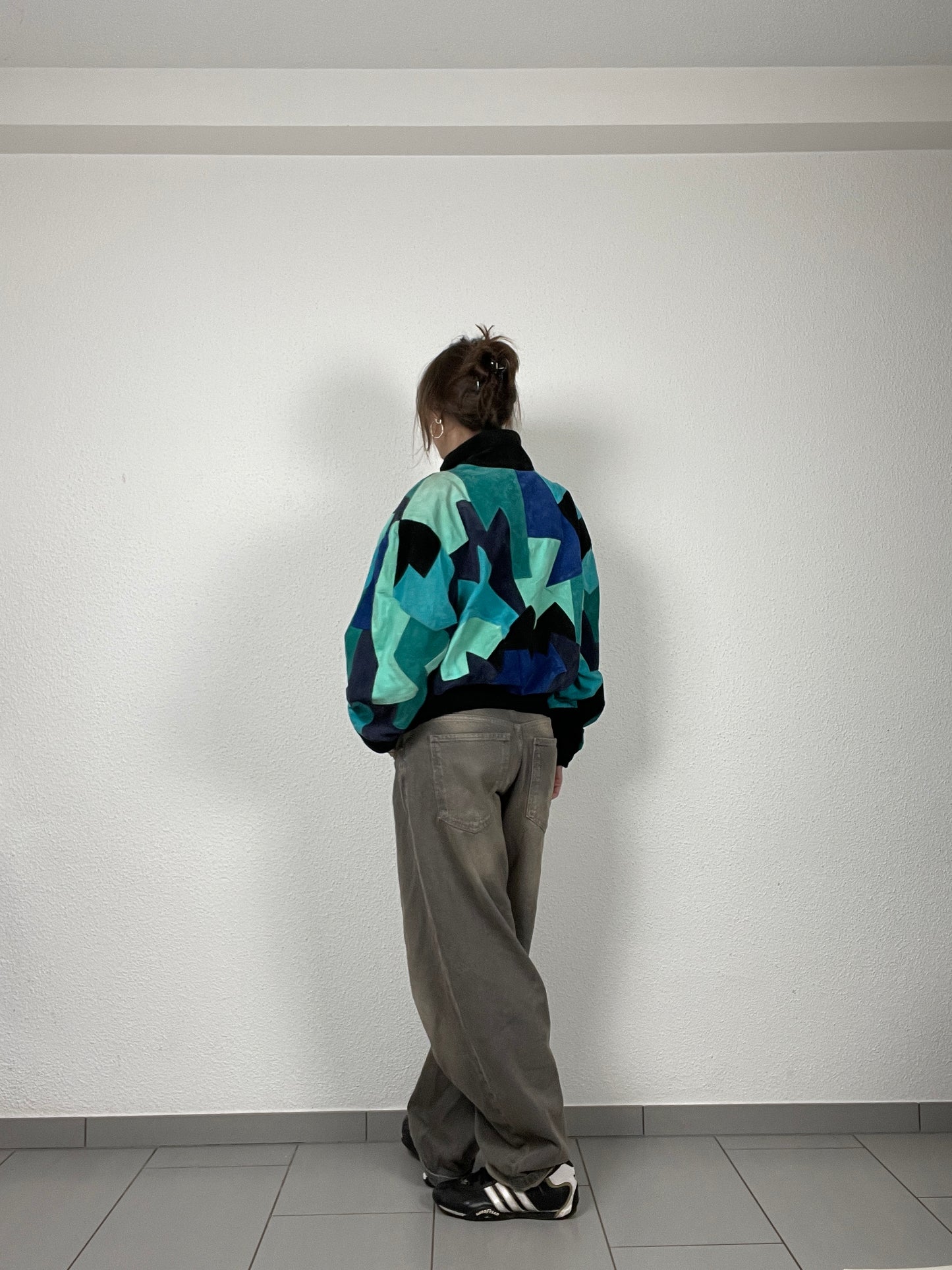 Vintage 80s suede patchwork jacket