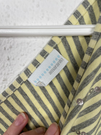 Vintage early 2000s yellow & grey striped sequin wrap top by Amaranto