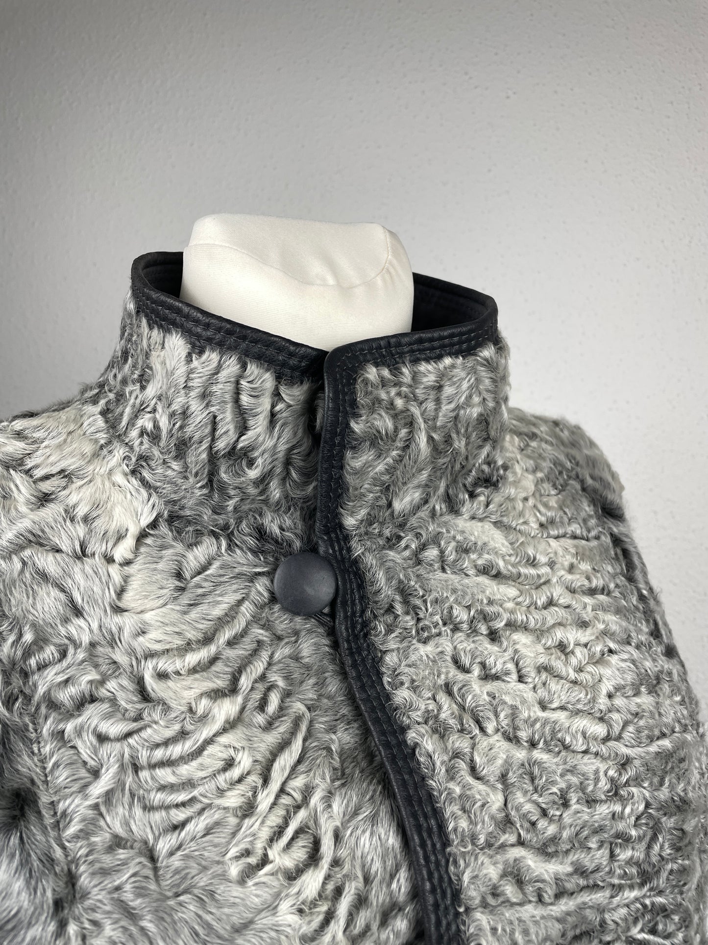 Vintage ’90s reversible genuine leather & curly shearling coat.