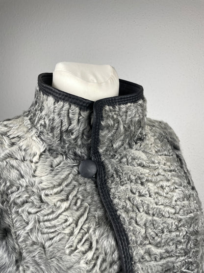 Vintage ’90s reversible genuine leather & curly shearling coat.