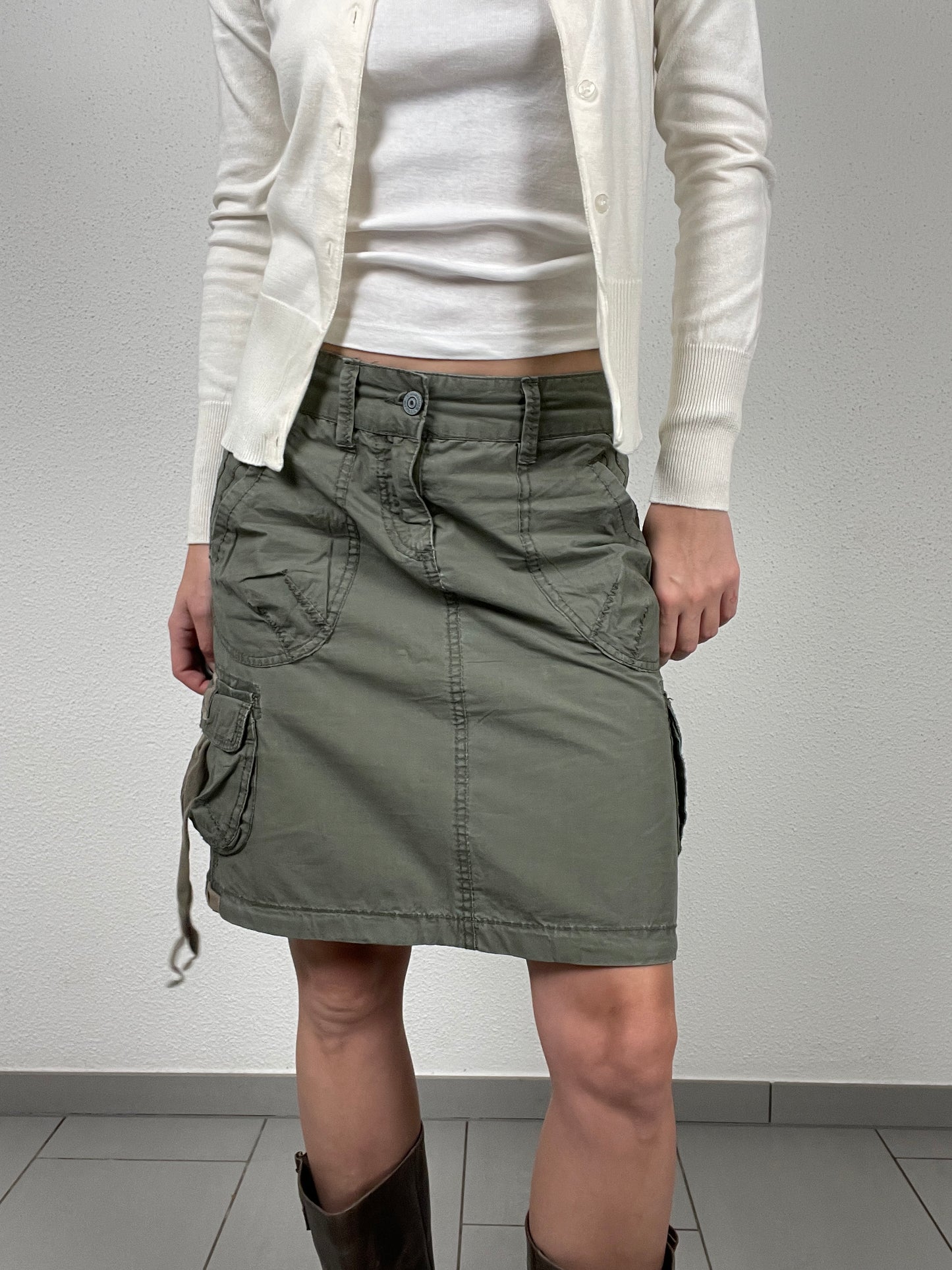 Vintage Y2K 2000s cargo midi skirt