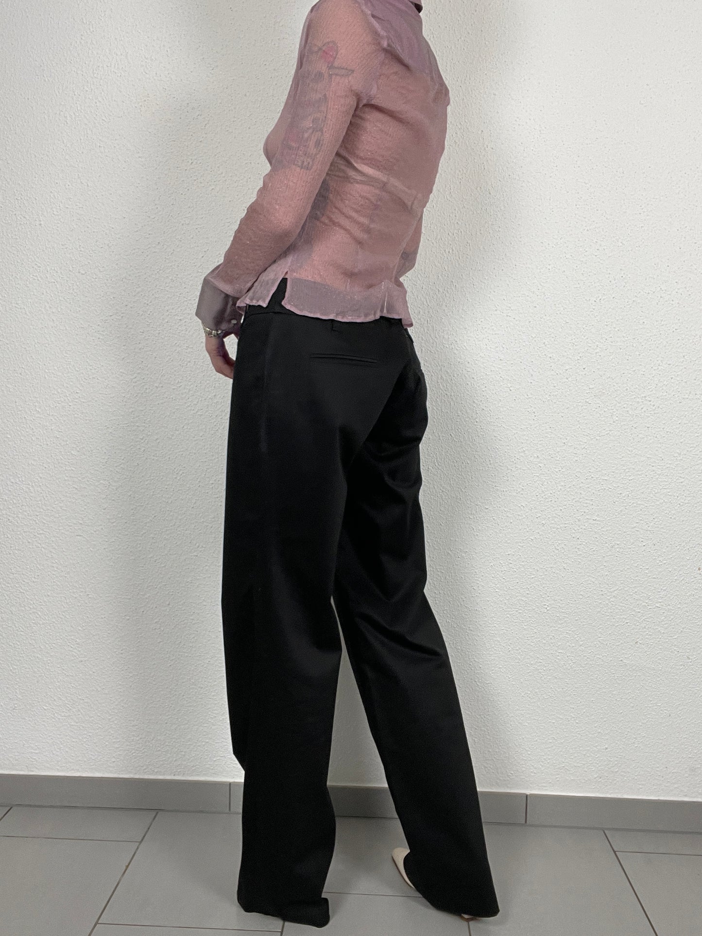 Vintage Black Wide-Leg Pants – Size L/XL