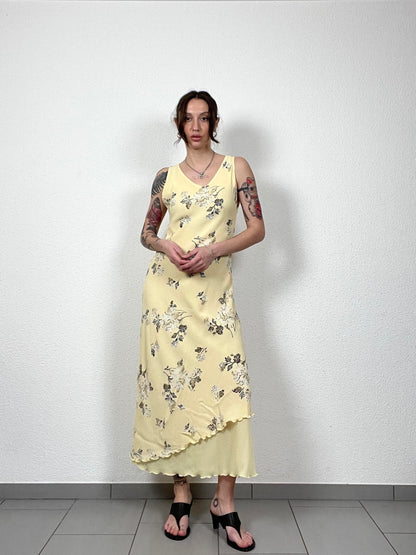 Karida Vintage yellow Floral Dress