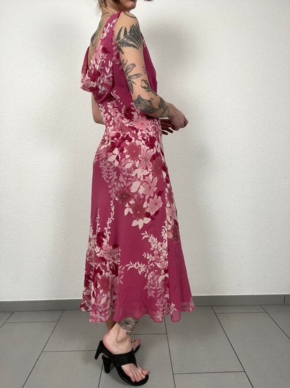 Vintage Floral Silk Dress