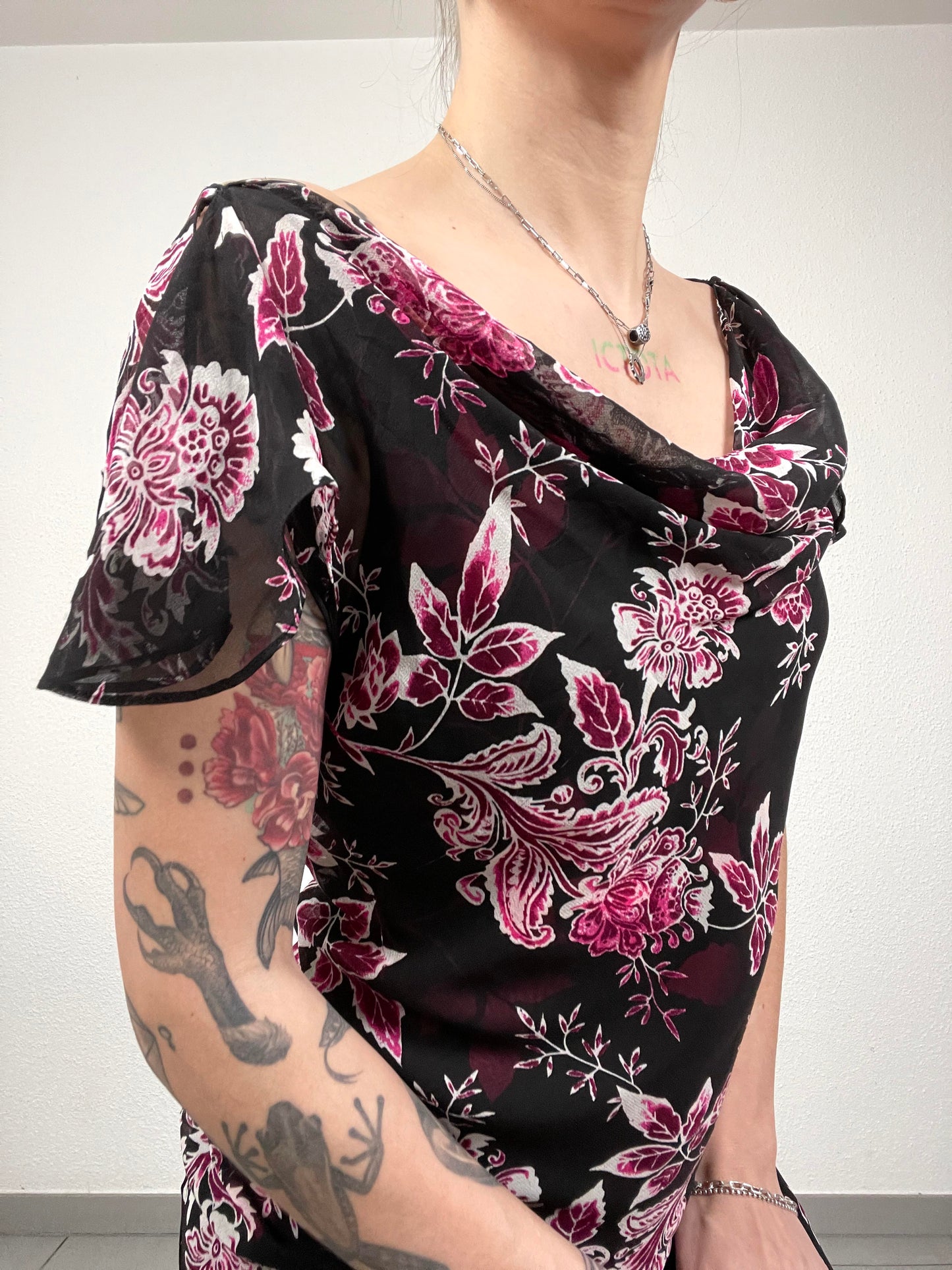 Vintage Floral Silk Dress by CC