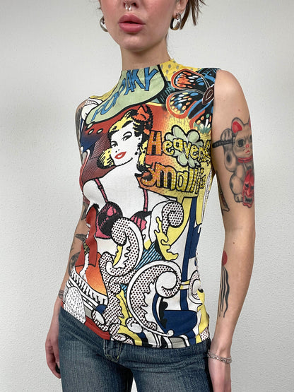 Vintage Pop Art Printed Top