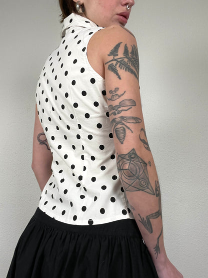 Vintage Polka Dot zip Blouse