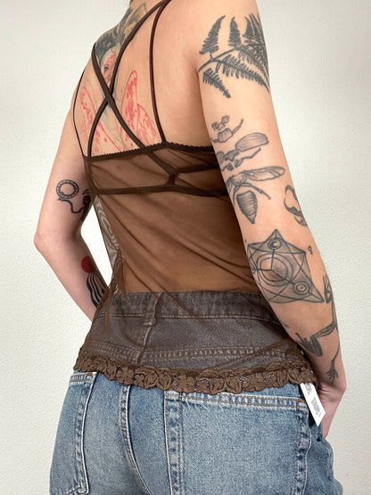 Floral Embroidered Mesh Top