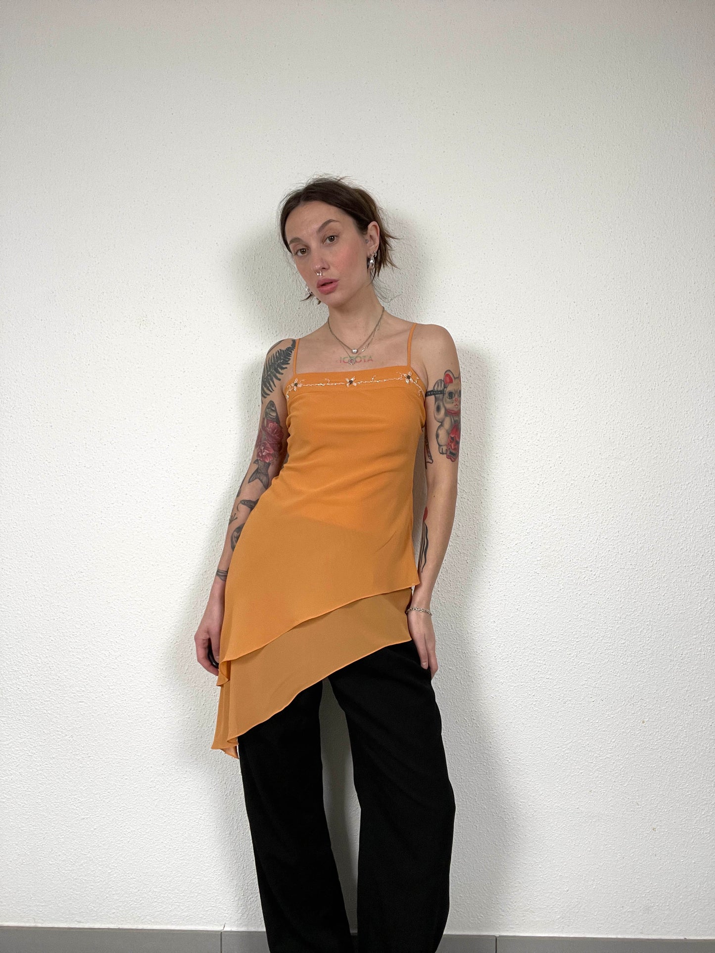 Vintage Y2K Asymmetric Layered Top