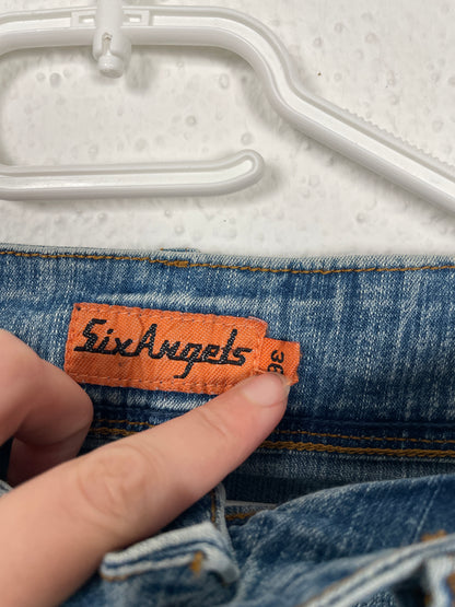 Vintage early 2000s light blue stretch denim mini skirt by SixAngels