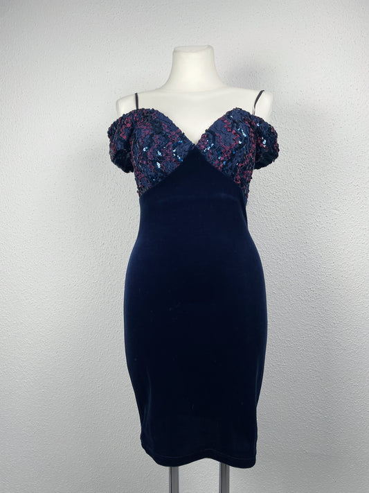Late 80s / early 90s vintage Lagenes velvet sequin cocktail dress.