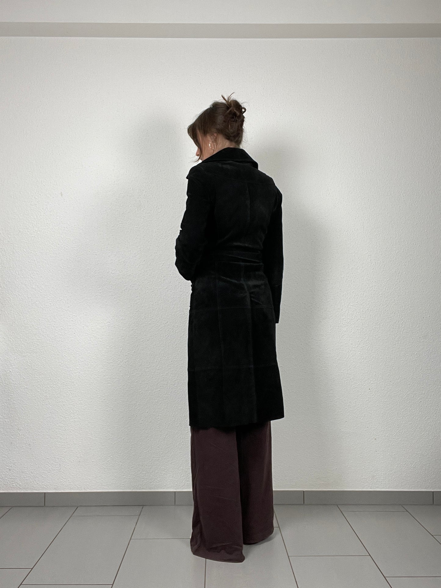Vintage late 90s suede midi trench coat