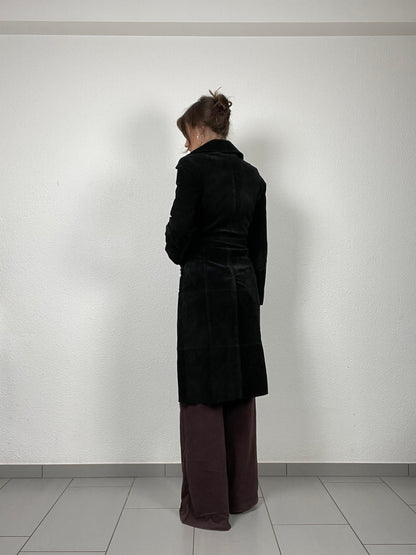 Vintage late 90s suede midi trench coat