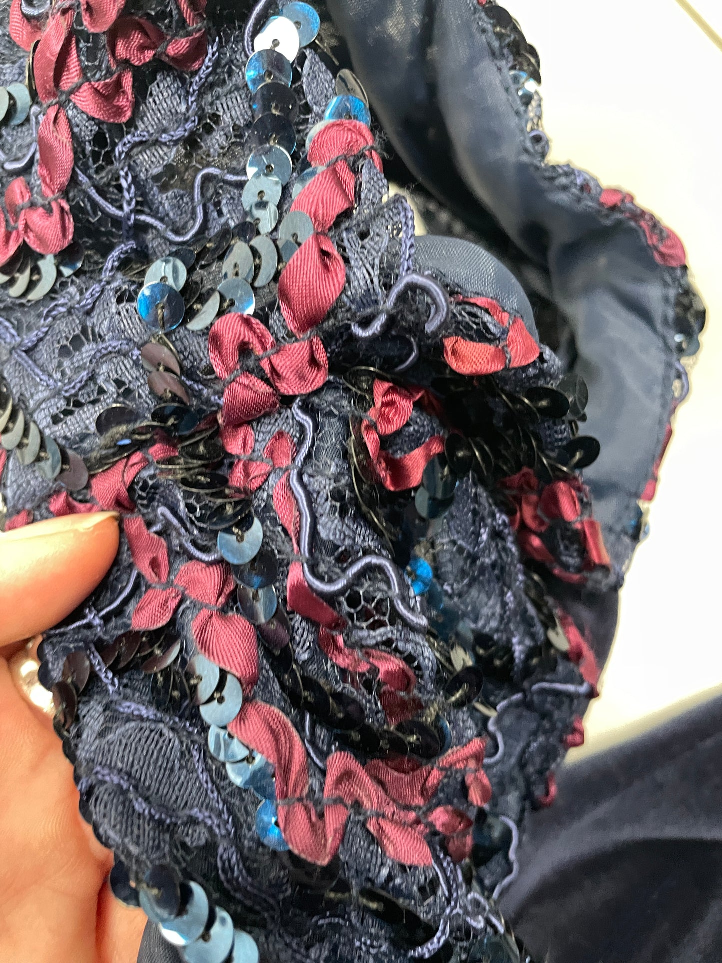 Late 80s / early 90s vintage Lagenes velvet sequin cocktail dress.