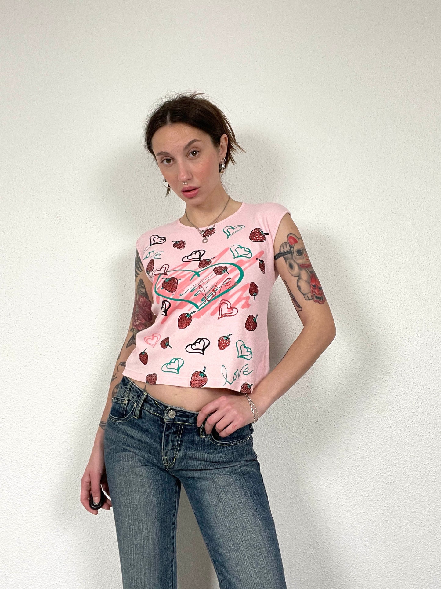 Vintage Y2K Strawberry Print baby t-shirt