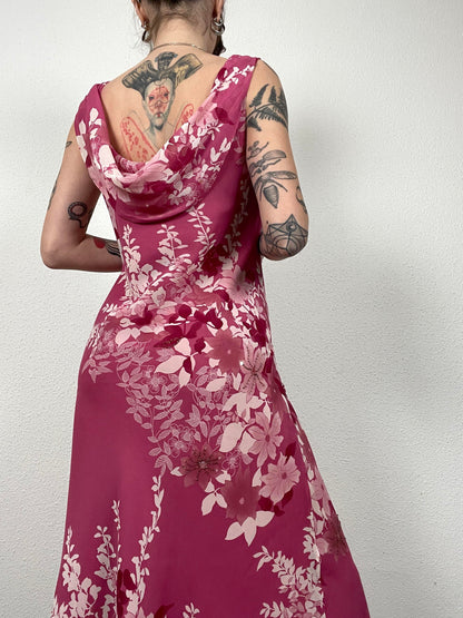 Vintage Floral Silk Dress
