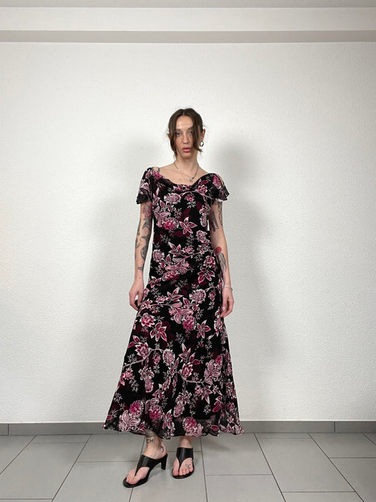 Vintage Floral Silk Dress by CC