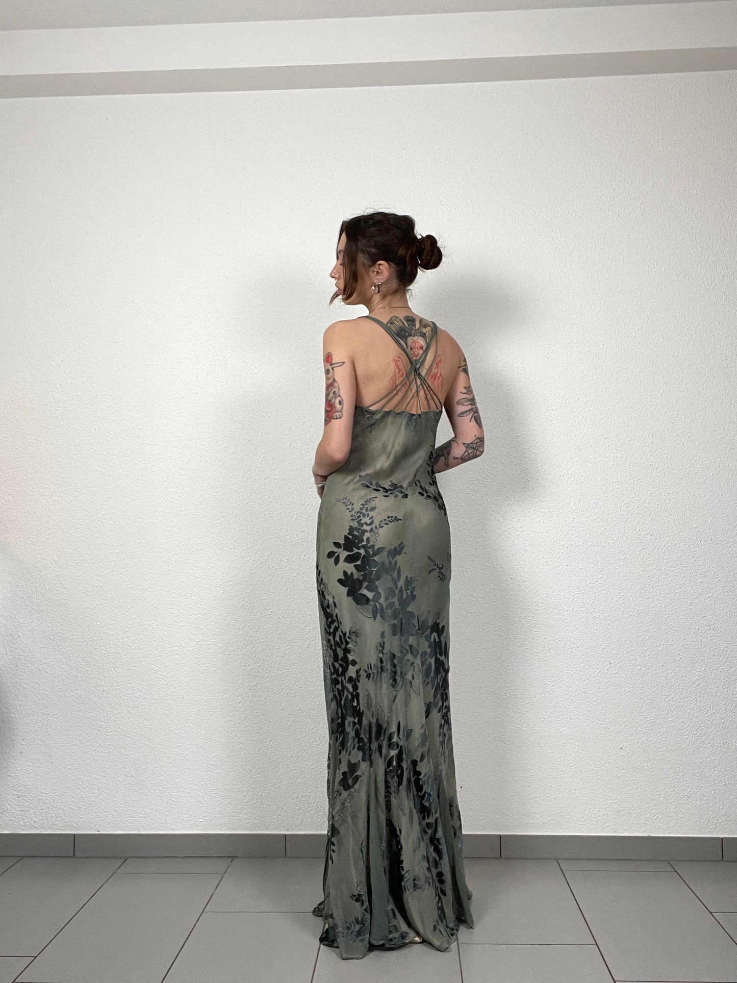 Green Evening Silk Vintage Dress