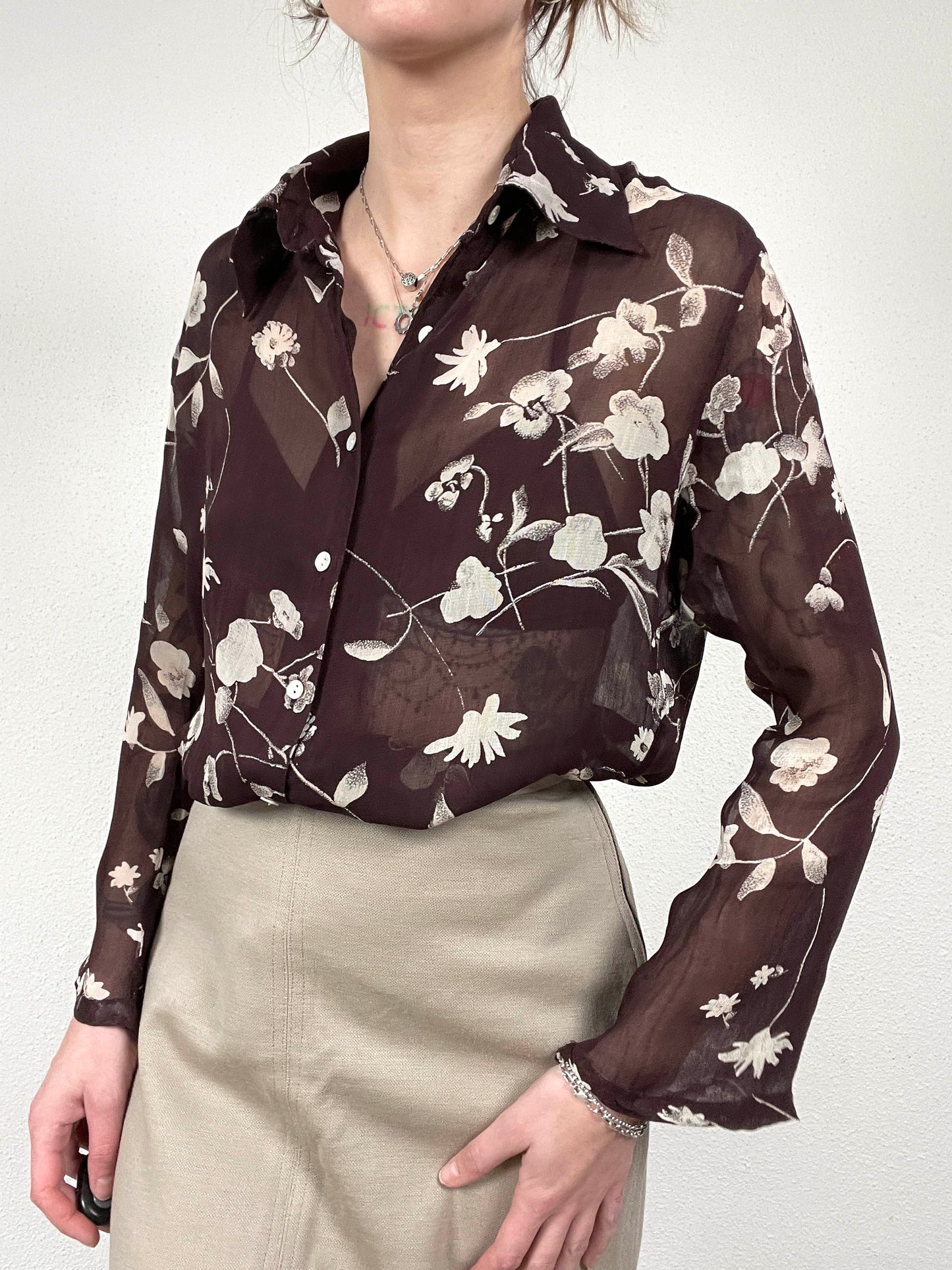 Vintage Floral Sheer Blouse