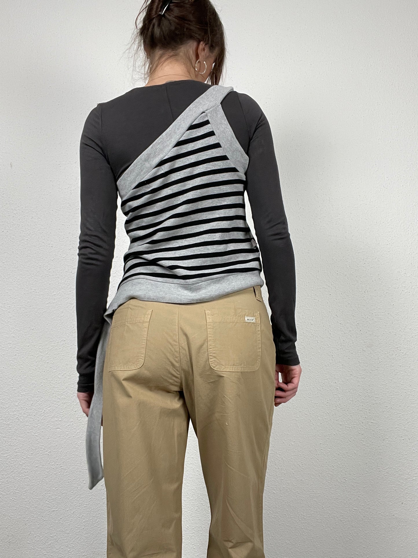 Vintage Y2K striped asymmetric top