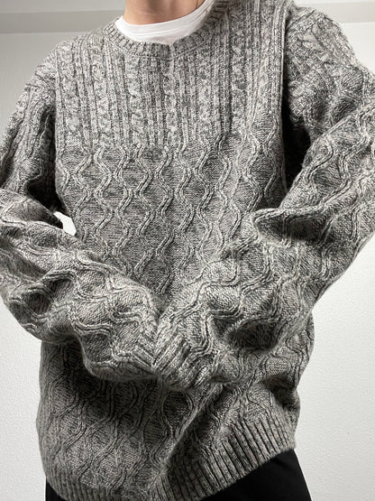 Grey cable-knit sweater by AW85.