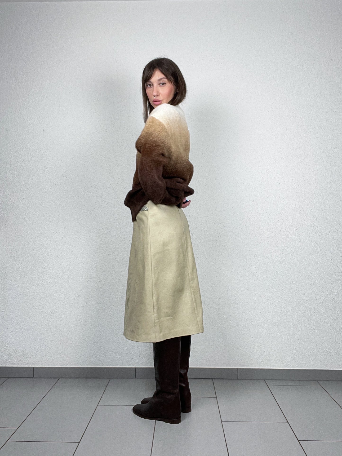 Vintage Leather Midi Skirt – Size S