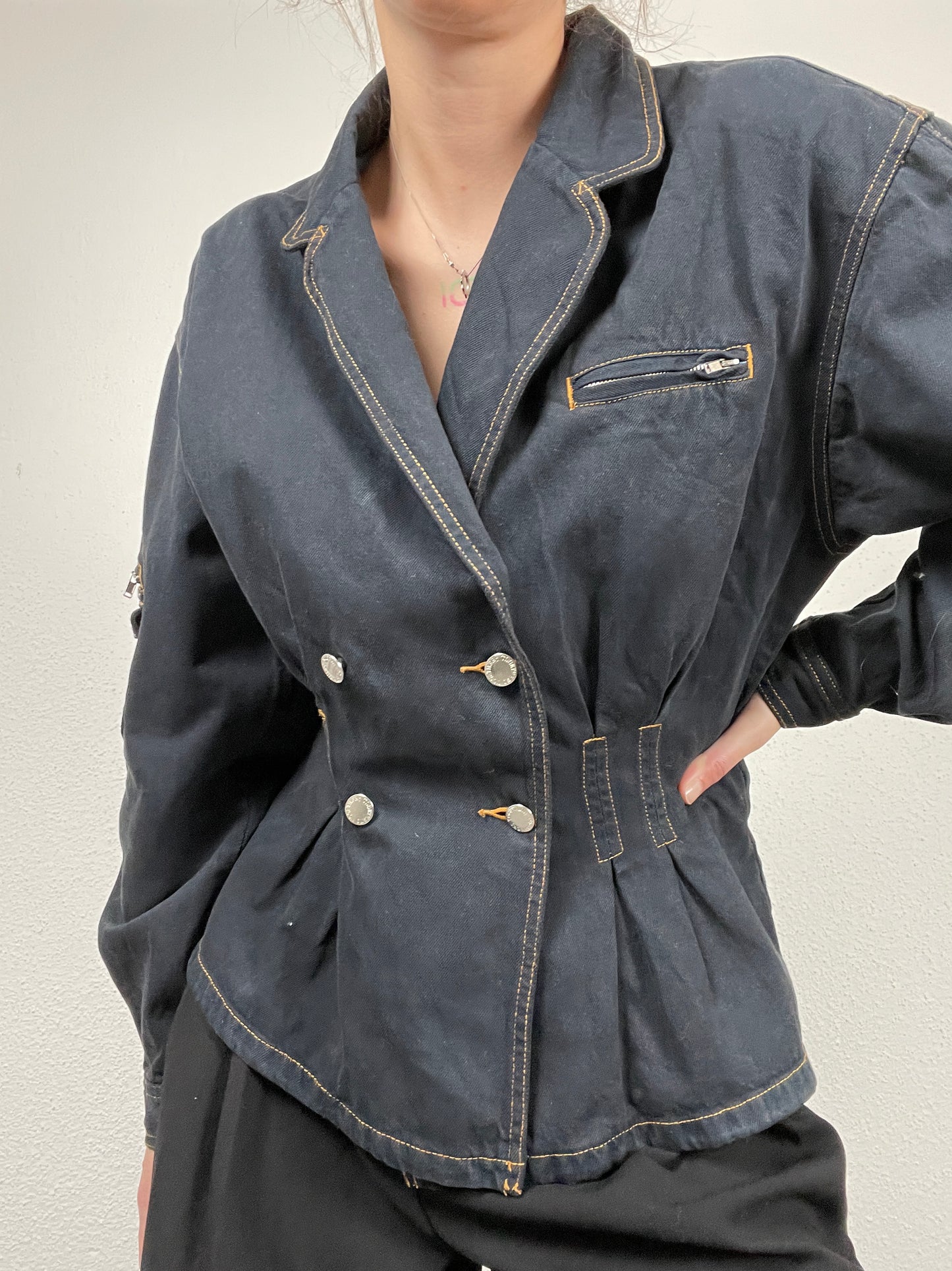 Vintage 80s Structured Denim Jacket by Together – Size 36/38