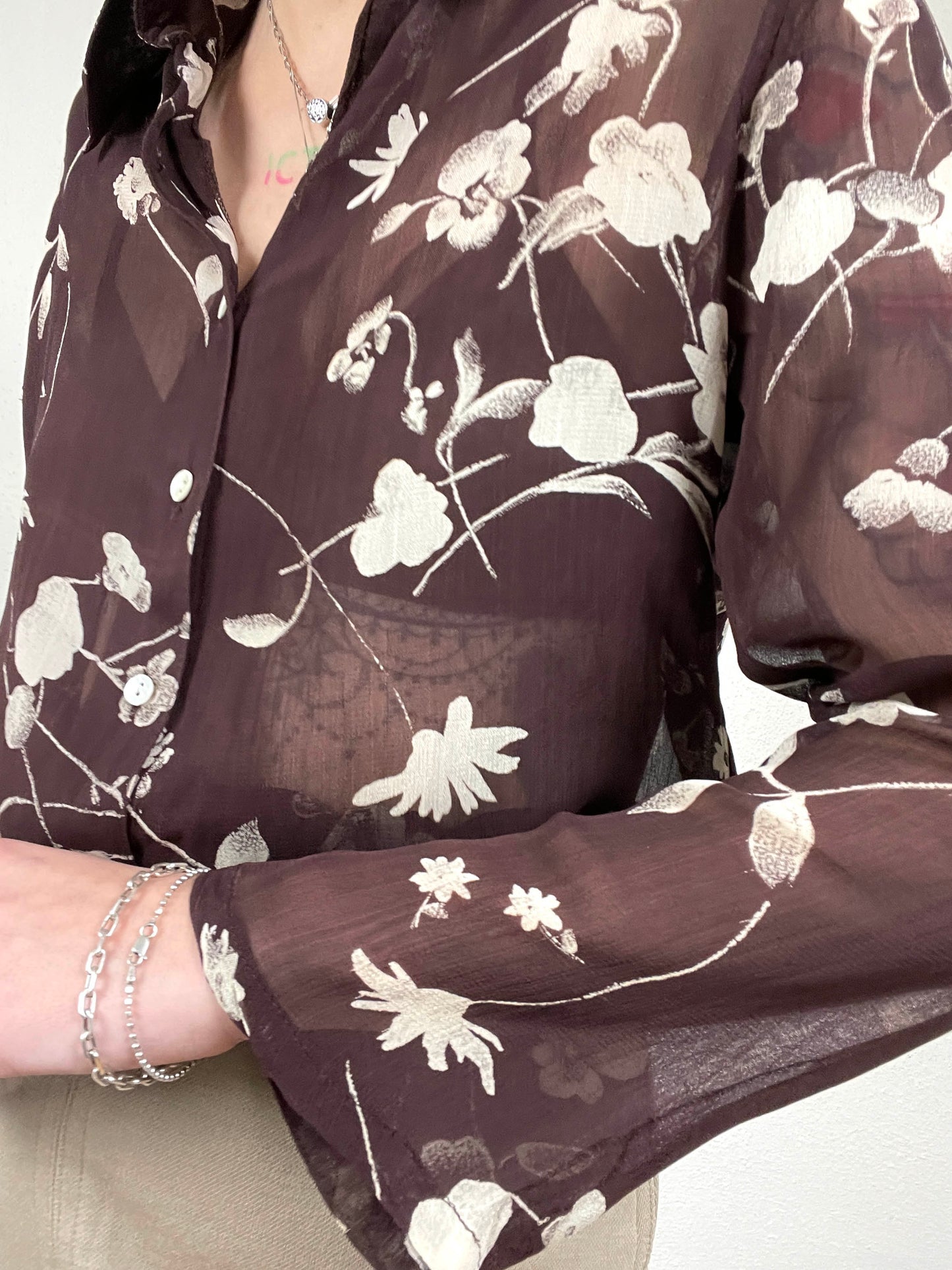 Vintage Floral Sheer Blouse