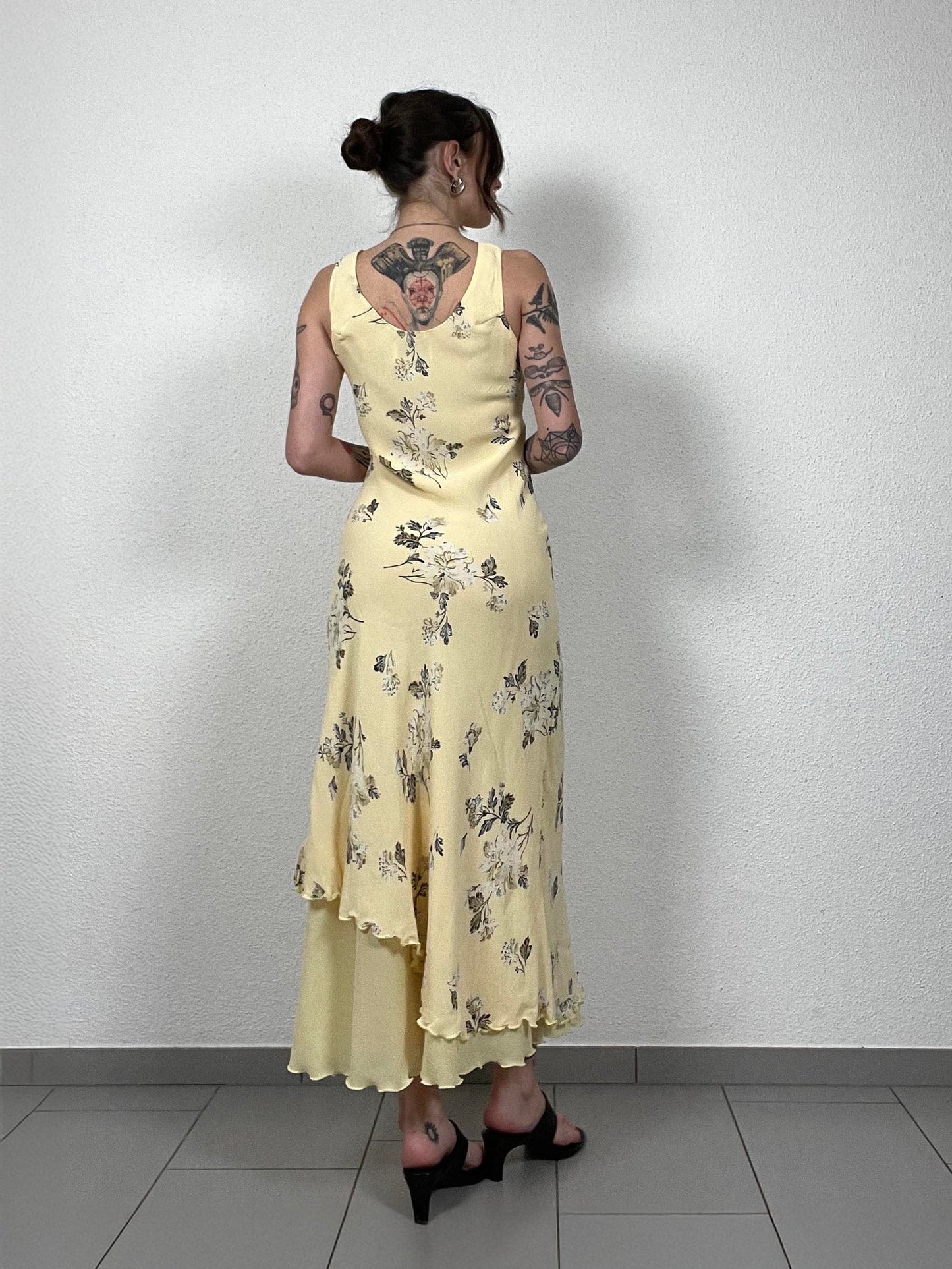 Karida Vintage yellow Floral Dress