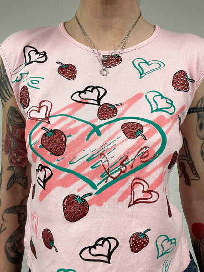 Vintage Y2K Strawberry Print baby t-shirt